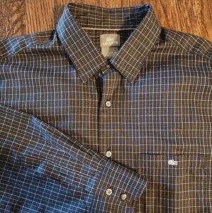Lacoste Men’s long sleeve button up shirt brown checkered size 45 (US 17 3/4)